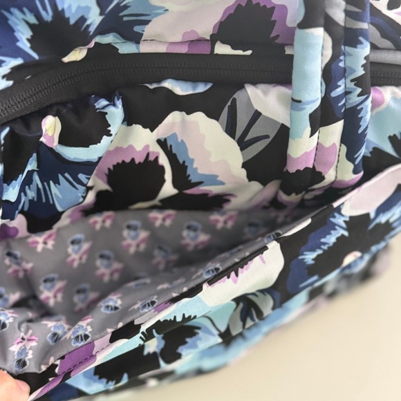 Vera Bradley Utility Travel Bag in Plum Pansies Cotton Weekender Carry On Tote - Picture 7 of 14